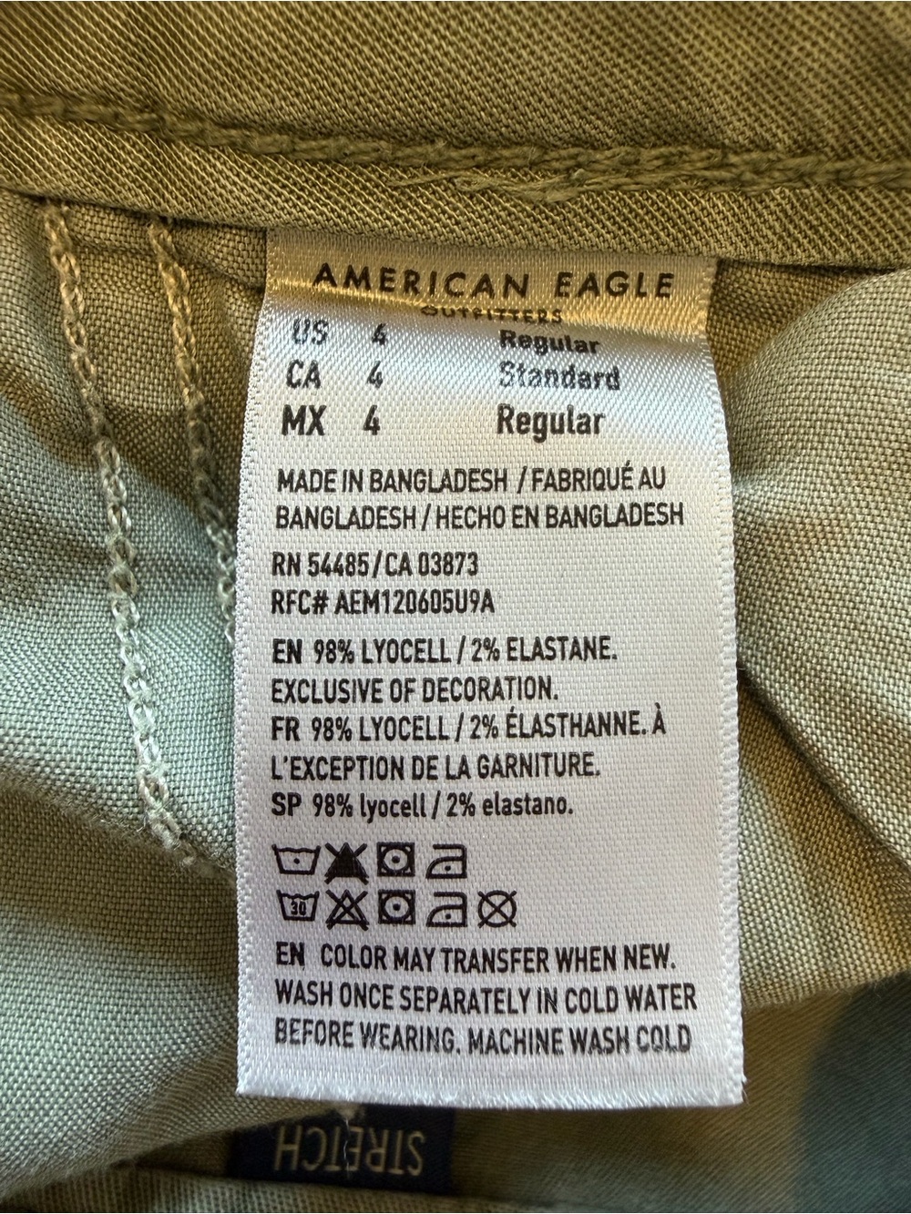 American Eagle Olive Green Super High Ruse Baggy Wide-Leg Cargo Pants - Picture 9 of 12